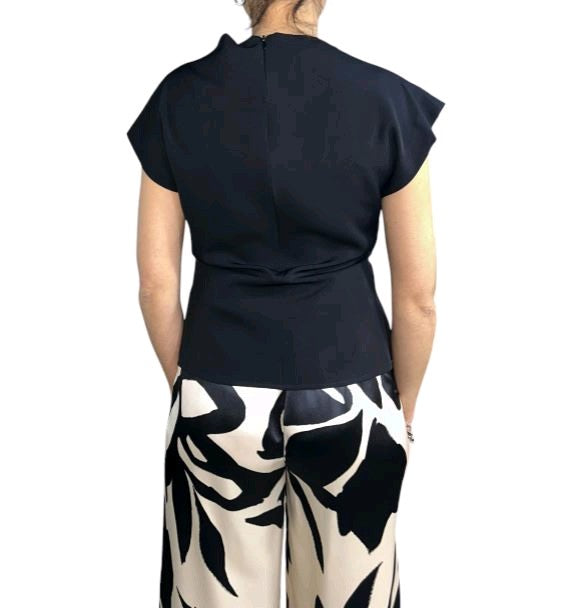kocca blusa CON DRAPPEGGIO E BOTTONE GIOIELLO elvi